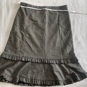 LOFT Charcoal A-Line Skirt with Ruffle Hem